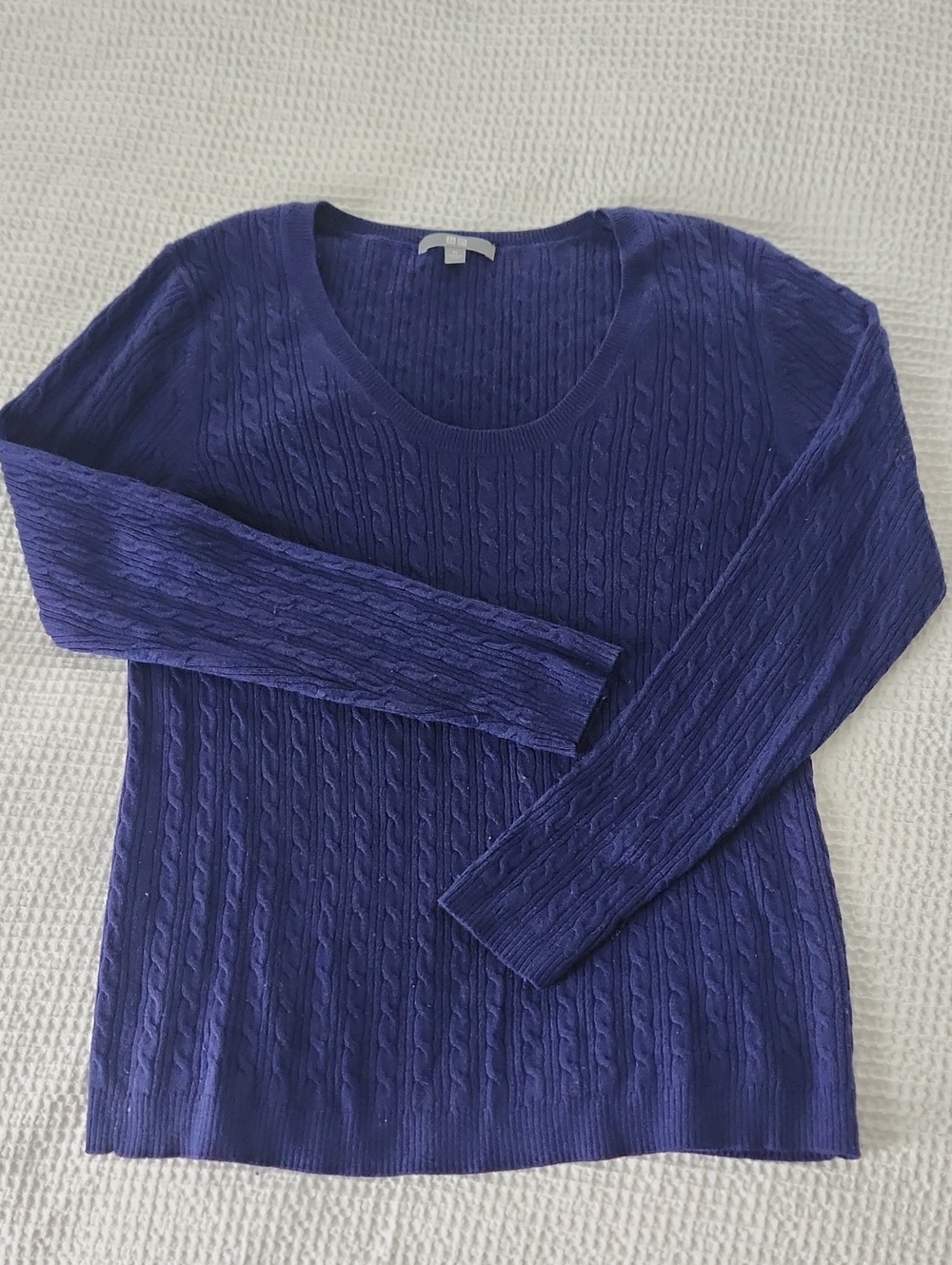 Uniqlo Cable-Knit Scoop Neck Sweater - Purple